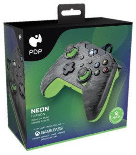 PDP WIRED CONTROLLER NEON CARBON + GAME PASS 1 MES (XBONE/PC)