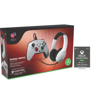 PDP BUNDLE RADIAL WHITE (WIRED CONTROLLER + GAMING HEADSET) + GAME PASS 1 MES (XBONE)