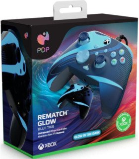PDP REMATCH WIRED CONTROLLER GLOW BLUE TIDE (XBONE) (GLOW IN THE DARK)
