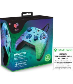PDP REMATCH WIRED CONTROLLER GLITCH GREEN + GAME PASS 1 MES (XBONE)