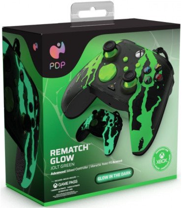PDP WIRED CONTROLLER REMATCH GLOW JOLT GREEN (XBONE) (GLOW IN THE DARK)