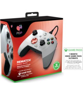 PDP REMATCH WIRED CONTROLLER RADIAL WHITE + GAME PASS 1 MES (XBONE)