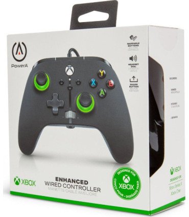 POWER A ENHANCED WIRED CONTROLLER BLACK/GREEN (NEGRO/VERDE) (XBONE/PC)