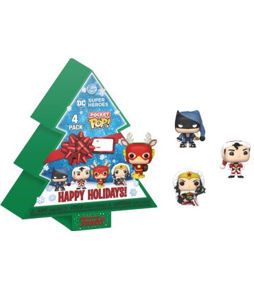 FUNKO POCKET POP! DC SUPER HEROES: HAPPY HOLIDAYS! (4 PACK)