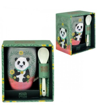 Taza cerámica con cuchara enesco panda