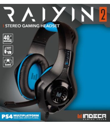 INDECA STEREO GAMING HEADSET RAYIN 2.0 BLACK (PS4/XBONE/SWI/PC/MAC)