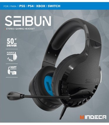 INDECA STEREO GAMING HEADSET SEIBUN BLACK (NEGRO) (PS4/XBOX/SWITCH)