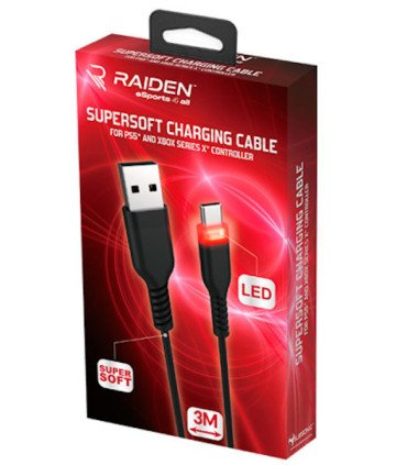 RAIDEN SUPERSOFT CHARGING CABLE LED (3M) (PX5/XBX/SWITCH)