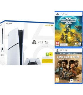 CONSOLA WHITE SLIM EDITION + DUALSENSE (1TB) + HELLDIVERS II + UNCHARTED COL.LEGADO DE LOS LADRONES