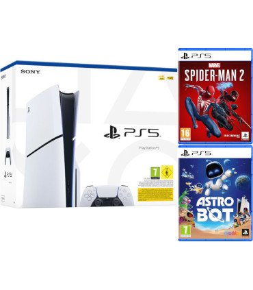 CONSOLA WHITE SLIM EDITION + DUALSENSE (1TB) + SPIDERMAN 2 + ASTRO BOT