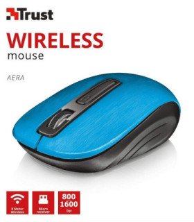TRUST  WIRELESS MOUSE AERA - BLUE (SENSOR OPTICO DE 800 - 1.600 PPP REALES)