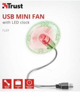 TRUST FLEX USB MINI FAN WITH LED CLOCK