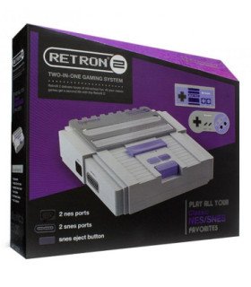 CONSOLA RETRO SNES/NES RETRON 2 GRIS + 2 MANDOS