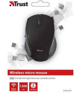 TRUST WIRELESS MICRO MOUSE  ONI - BLACK (SENSOR OPTICO DE 1.200 PPP REALES)