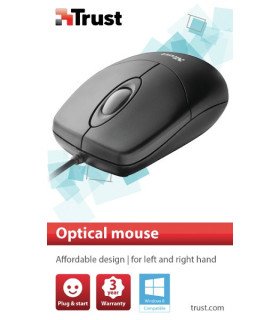 TRUST OPTICAL MOUSE BASI - BLACK (SENSOR OPTICO DE 1.000 PPP REALES)
