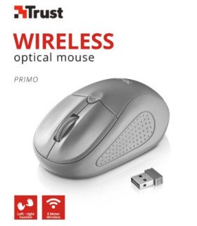 TRUST WIRELESS MOUSE PRIMO - GREY (SENSOR OPTICO DE 1.000 - 1.600 PPP REALES)