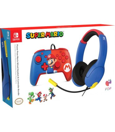 PDP POWER POSE SUPER MARIO BROS WIRED HEADSET LVL40 +CONTROLLER (SWITCH/LITE/OLED)