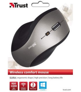 TRUST WIRELESS MOUSE SURA - BLACK/GREY (SENSOR OPTICO DE 800 - 1.600 PPP REALES)