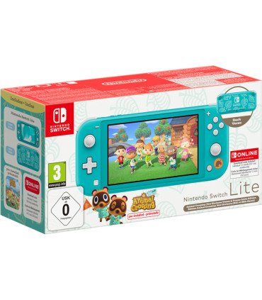 LITE AZUL TURQUESA (TURQUOISE) + ANIMAL CROSSING NEW HORIZONS + 12 MESES NSO