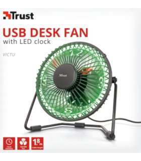 TRUST VICTU USB DESK FAN WITH LED CLOCK