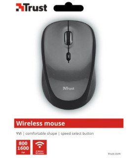TRUST WIRELESS MOUSE  YVI - BLACK (SENSOR OPTICO DE 800 - 1.600 PPP REALES)